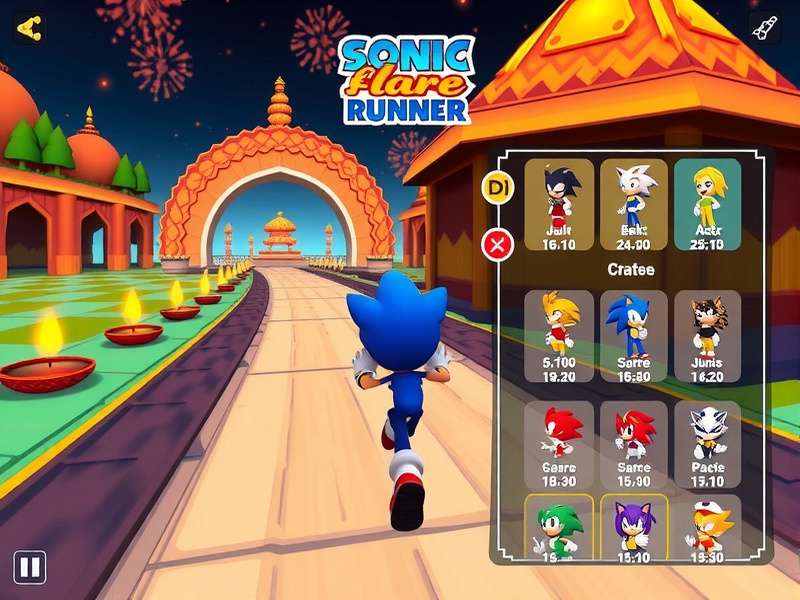 Sonic Flare Runner gameplay screenshot showing character running through Indian-themed level